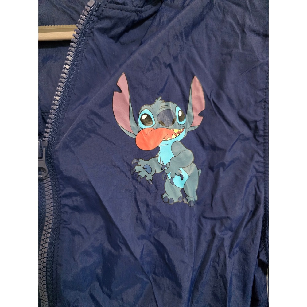 Disney Parks Stitch Windbreaker Jacket Navy Blue Hooded Full Zip Mens Medium New - Picture 2 of 5